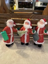 Vintage Mid Century 1950s Santa Claus Plastic Face Flocked Felt Japan 5.25  