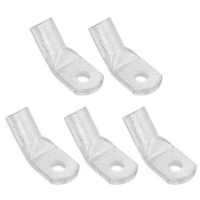 0 AWG - 3/16" 45 Degree Bent Copper Wire Lugs Silver, 5Pcs