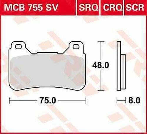 TRW MCB677SV Kit De Plaquettes De Frein Sinter Street - Haute Performance Pour Honda CB (-500CC), NC Integra, CBR Et Autres Motos Essieu Avant