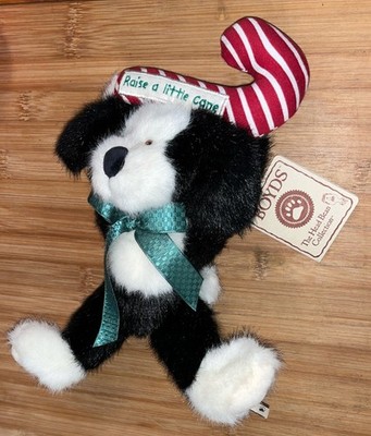 VTG Boyd s Bear Party Pooch Black White Dog Christmas Raise A Little Cane Plush