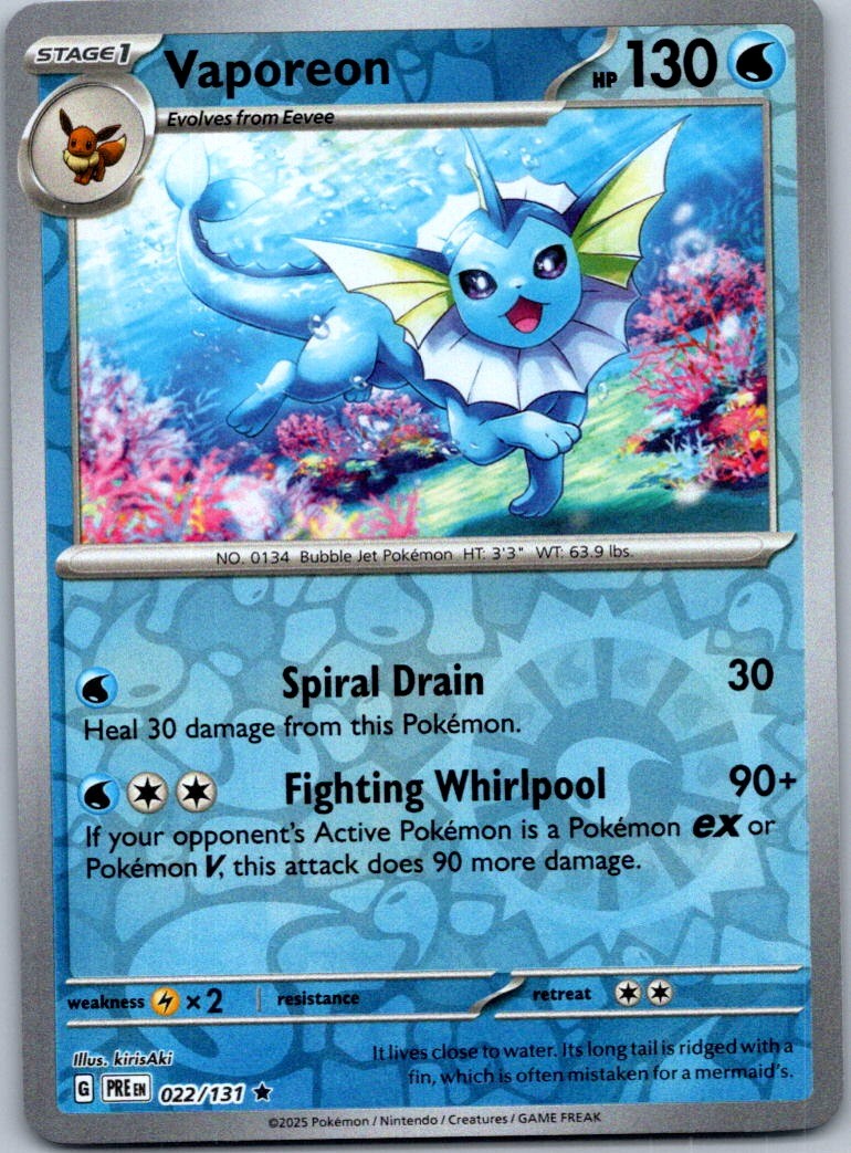 Pokemon Vaporeon Rare SV: Scarlet & Violet 151 134/165 NM Reverse holo