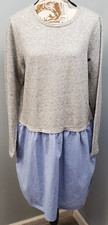 J.Crew Mixed-Media Dress Womens Large Multi Long Sleeve Drop Waist Cozycore