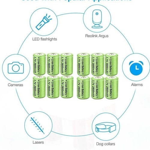 16x 2.8Ah (CR123A) Akku Batterien 2800mA 3,6V Li-Ion Wiederaufladbare+Ladegerät - Afbeelding 15 van 24
