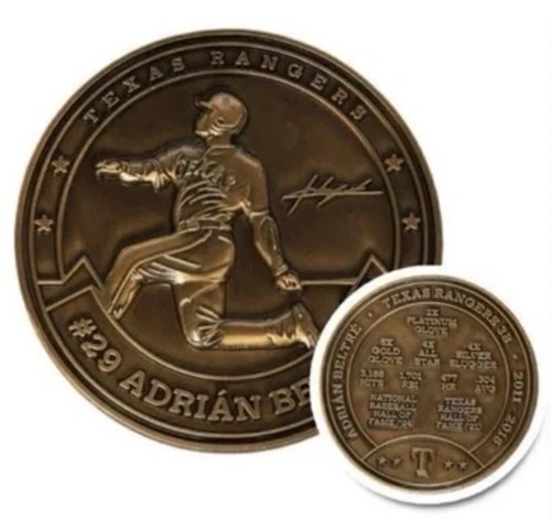 2025 Adrian Beltre HOF Sammlermünze Texas Rangers SGA 23.08.25, neuwertig