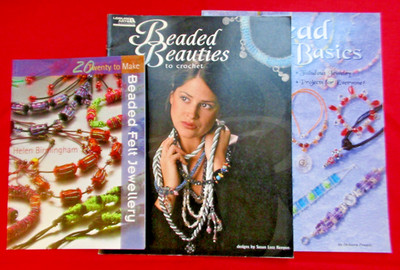3 x Bead Jewelry Making Books Crochet With Beads,  Felt & Beads