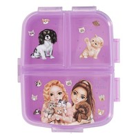 Depesche Topmodel Brotdose Lunchbox 4 FäCher Model Motiv Hunde Katzen Lila