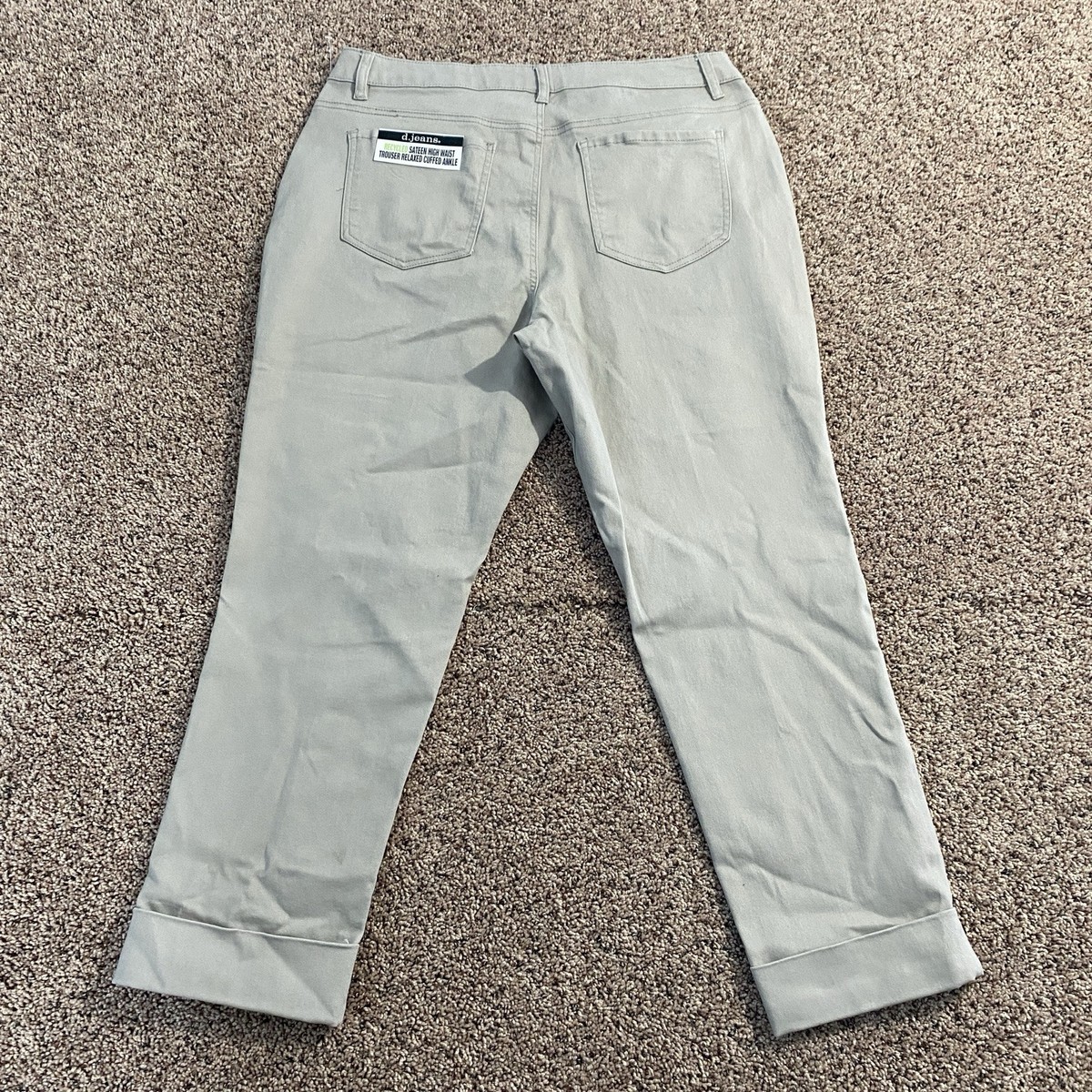 d. jeans Women's Beige Sateen Cuffed Ankle Trouser Sz 16