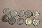 Lot of 9 Roosevelt & 1 Mercury Silver Dimes