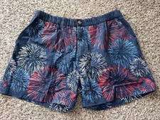 Chubbies Shorts Mens XL Blue Fireworks 5.5" Elastic Waist Made In USA