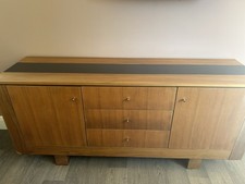 John Lewis Walnut Sideboard Partial Glass Top, with Doors and Drawers