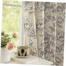 Floral Curtains Linen Curtains 84 Inches Long 50"W x 84"L Pack of 2 Taupe