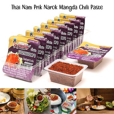 Thai Nam Prik Narok Mangda Chili Paste Mini Cups Pack of 9, Thai Spicy Dip Sauce