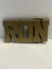 - Vintage 1980 s Brass Colored Belt Buckle Ron Name