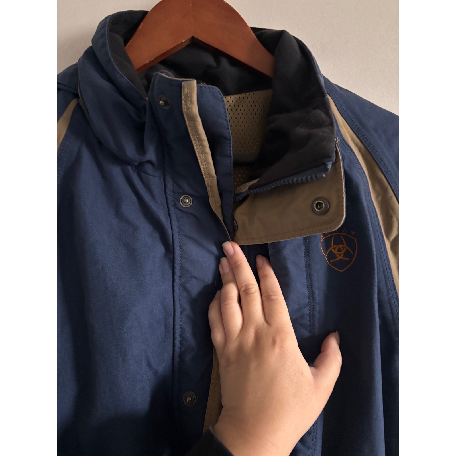 Ariat Womens Blue Tan Full Zip Hooded Jacket Size Medium