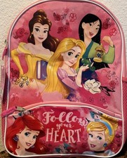 Disney Princesses 16" Backpack  Follow Your Heart  Mulan,Belle,etc BNWT  RARE