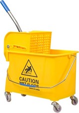 iBest UK 24L Mop Bucket with Wringer and Wheels  Heavy-Duty Yellow floor Cleaner