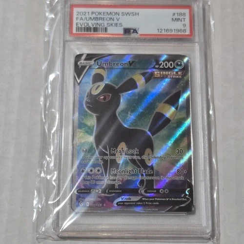 2021 POKEMON SWORD & SHIELD EVOLVING SKIES #188 FULL ART/UMBREON V PSA 9