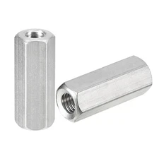 M8 x 1.25-Pitch 35mm Length Coupling Nuts, 6pcs 304 Stainless Steel Nuts