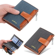 Mens Short Wallet Canvas Credit ID Card Holders Coin Slim Clutch Mini Billfold
