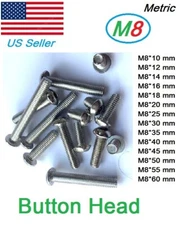 M8x1.25 Metric Button 10mm to 60mm Hex bolt Dome Head Stainless Steel (10pcs) 