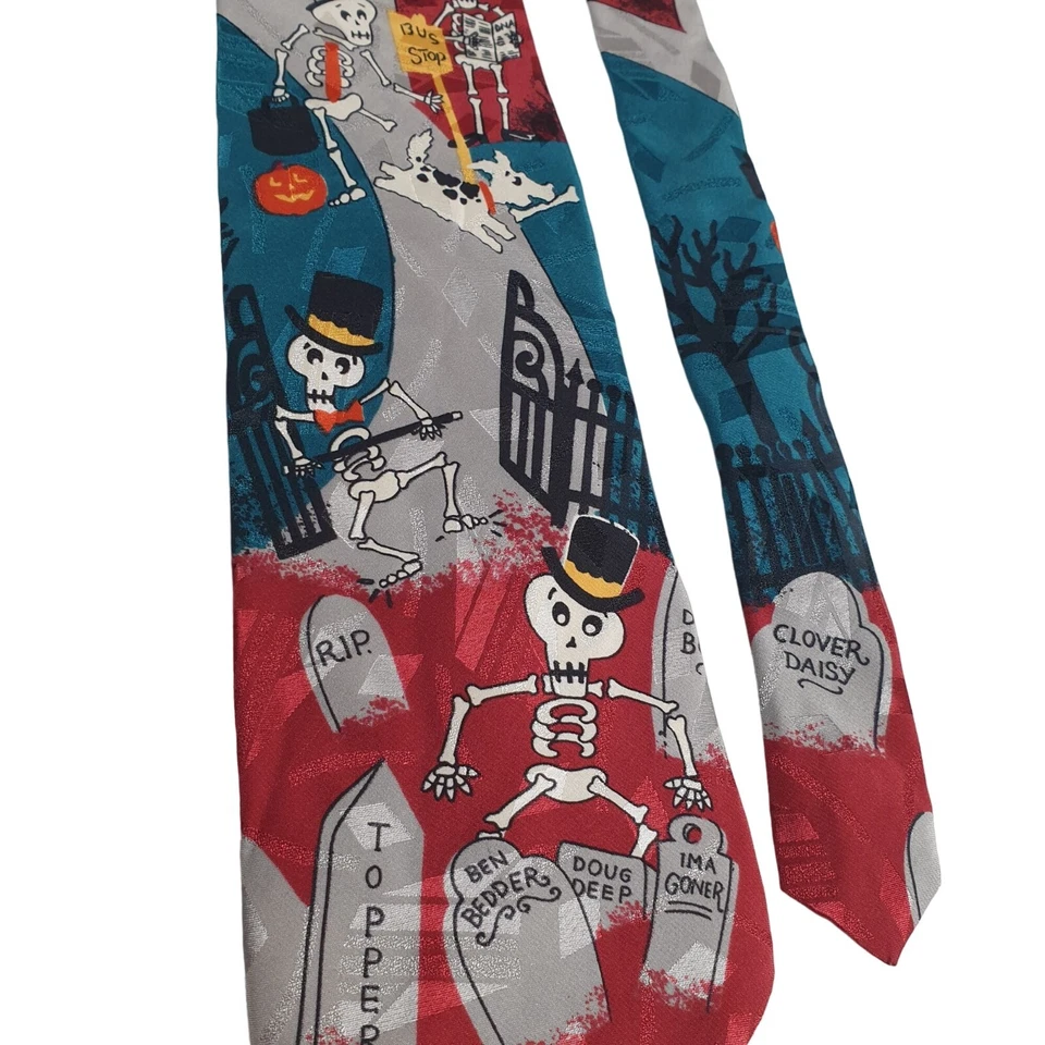Celebrations By Hallmark Mens Necktie Tie Skeleton Halloween Work Office Gift - Image 2 of 4