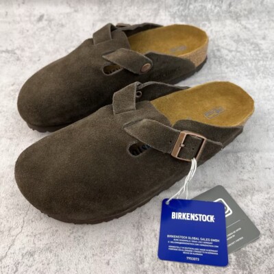 Birkenstock Boston Suede Soft Leather Footbed Shoes Mocha
