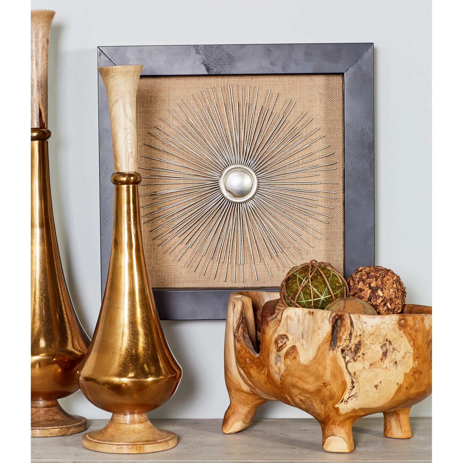 Brown Iron Contemporary Wall Decor Abstract (Set of 2) Brown 18