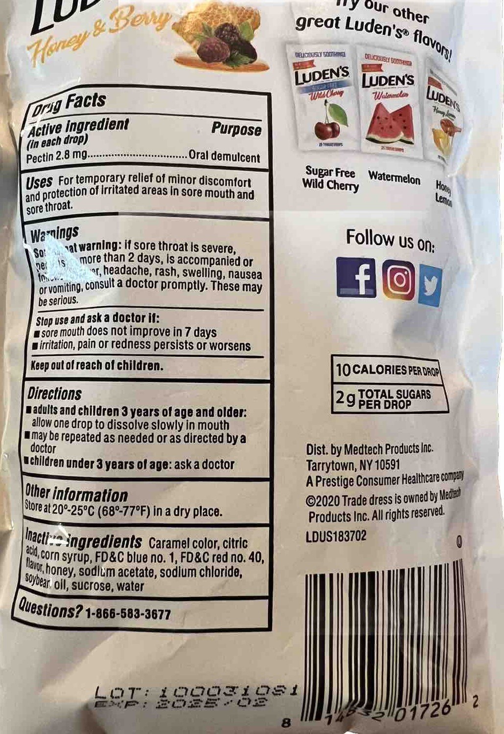 3 Packs Of Luden's Honey and Berry Throat Drops 25ct eBay