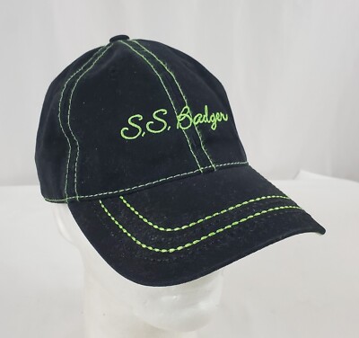 S.S. Badger Hat Cap Lake Michigan Ferry Ship Black Cotton Twill Embroidered