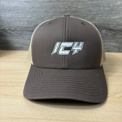 ICY Hat Cap Snap Back Brown Mesh Back One Size Adjustable