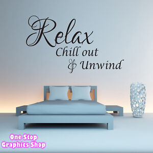 Relax Chillout Unwind Art Wall Quote Stickers Words Lettering Wall Decals