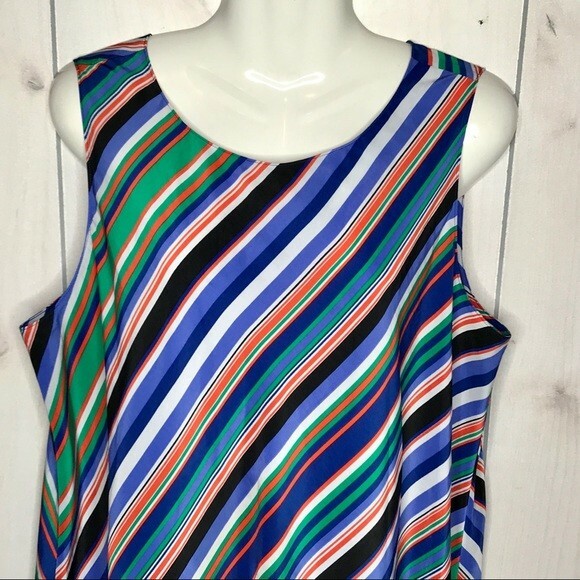 Halogen Diagonal Bright Stripes  Shift Sleeveless… - image 3