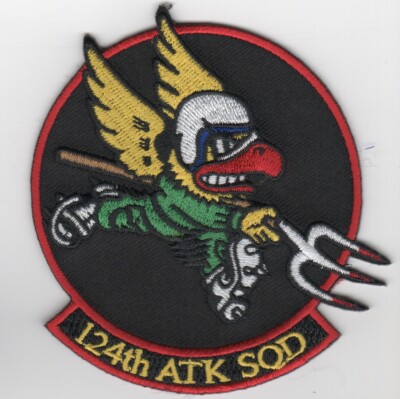 3.5'' USAF AIR FORCE 124TH ATTACK SQUADRON RED BLACK EMBROIDERED JACKET PATCH