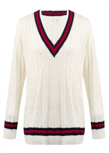 WOMENS Ladies V-Neck Long Sleeve Pullover Cricket Jumper Stay Cozy on the Pitch - Picture 6 of 8