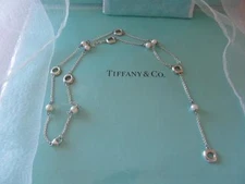 Tiffany & Co. Pearl Cushion Sterling Silver Drop Necklace