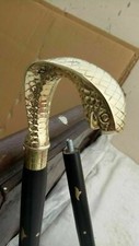 Polish Plated Brass Snake Design Handle With Vintage Wooden Walking Stick Cane