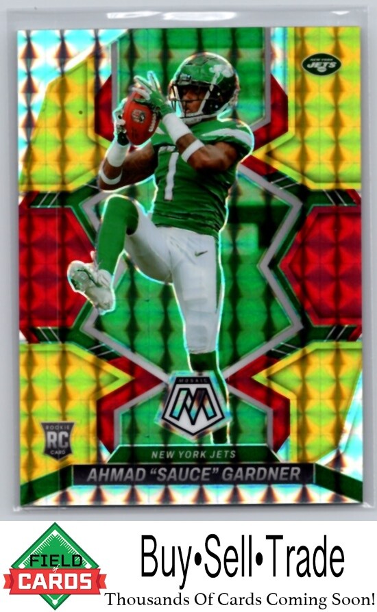 2022 Mosaic 335 Ahmad "Sauce" Gardner Fusion Red/Yellow Choice Prizm Rookie #/80