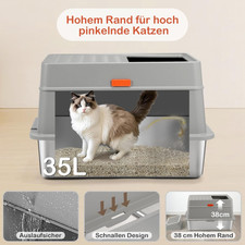 Lettiera Per Gatti XXL In Acciaio - Con Coperchio, 62x41x40 Cm, Facile Da Pulire