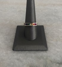 Beautiful Sterling Silver 925 Rainbow Crystal Ring Size 9