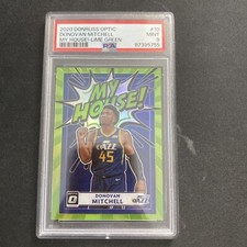 PSA 9 2020-21 Donovan Mitchell Donruss Optic Lime Green Prizm My House /149 Jazz
