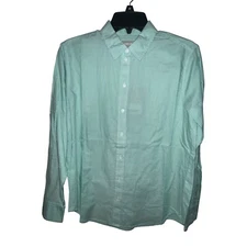 Everlane Womens Cotton Oversized Shirt 4 Mint Green White Pinstripe Button Down