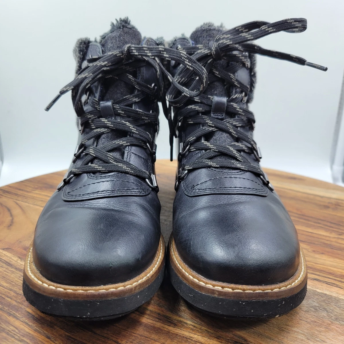 logik trend Tegne forsikring Clarks Glick Clarmont Combat Boots Women&#039;s 8M Black Leather Comfort  Faux Fur | eBay