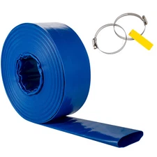 Discharge Hose Lay Flat Hose 3" x 105' PVC Backwash Drain Hose w/Clamp