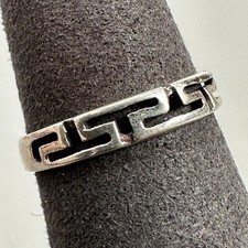 Cool Vintage 925 Sterling Silver Greek Key Pattern Ring Size 6, 1.49g