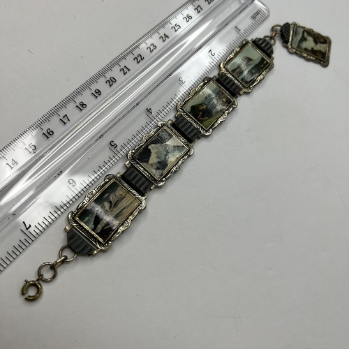 Scenic Plaques Tourist Bracelet Base Metal Finish Removed on Parts Vintage - Picture 9 of 10