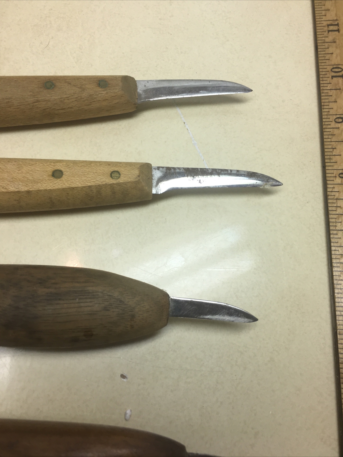 Knotts Wood Carving Knives Walnut Handles Lot 6 1 Signed eBay