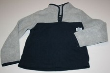 New OshKosh Boys 10 12 Year Fleece Pull Over Jacket Sweatshirt Gray Navy Blue