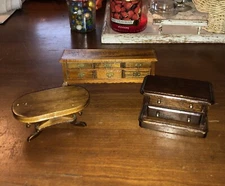 Vintage Dollhouse Furniture Wood Collectible Hobby Mixed Lot Dresser Buffet 1:12