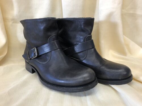 N.D.C. Made By Hand Ankle Black Soft Leather Buckle Moto Boots Women’s 37.5 - Picture 1 of 8