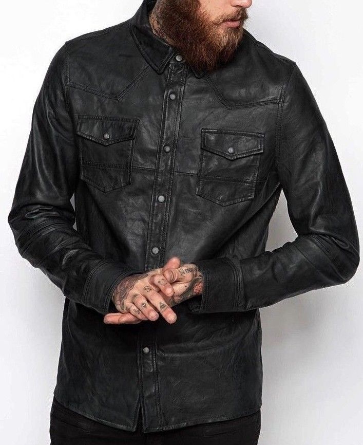 Mens Shirt Jacket Black Real Soft 